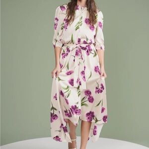 Floral Cream and Purple Women's Dress